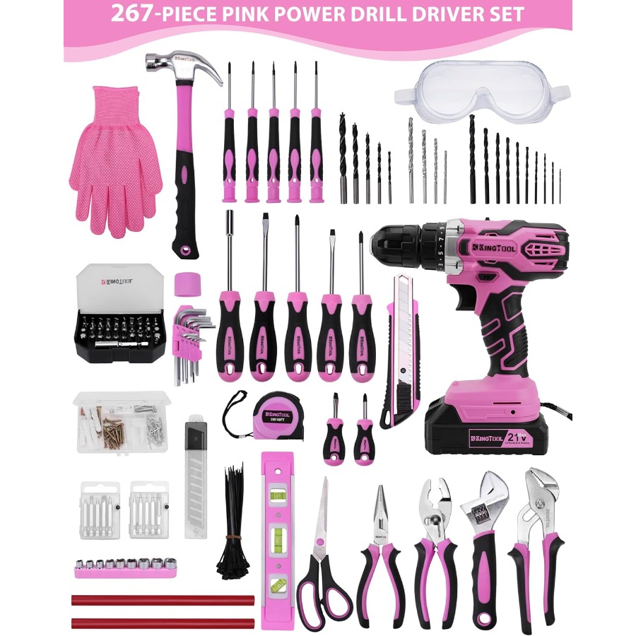 267-Piece Tool Kit Set - Pink  – Power Tools Pink recenzja i cena