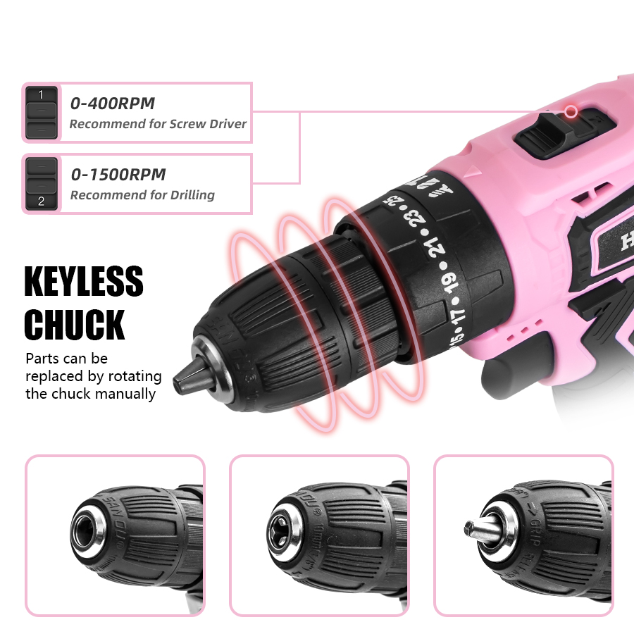 HILDA 21V Pink Drill Electric  – Power Tools Pink recenzja i cena